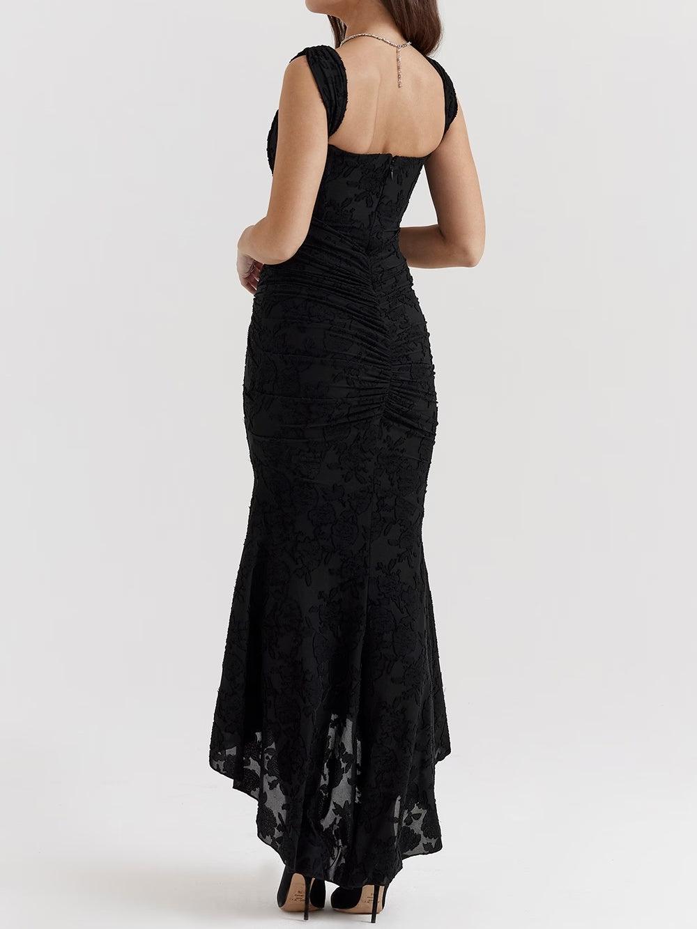 Giulia | Abito maxi floreale blu campanula