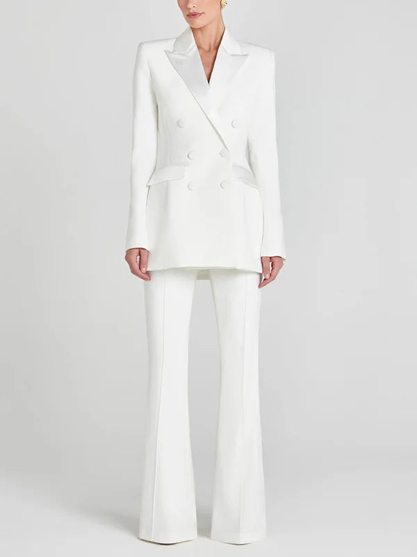 Sofia | Blazer Bianco Doppiopetto in Raso