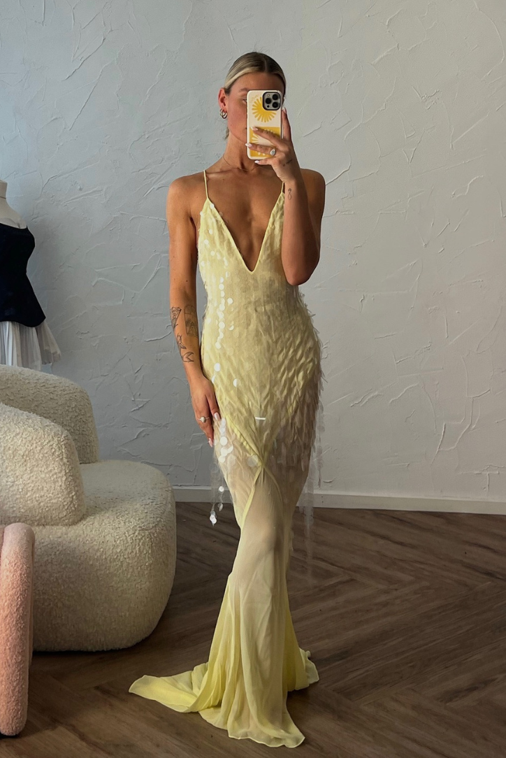 Aaliyah | Abito Maxy Senza Maniche con Scollatura a V