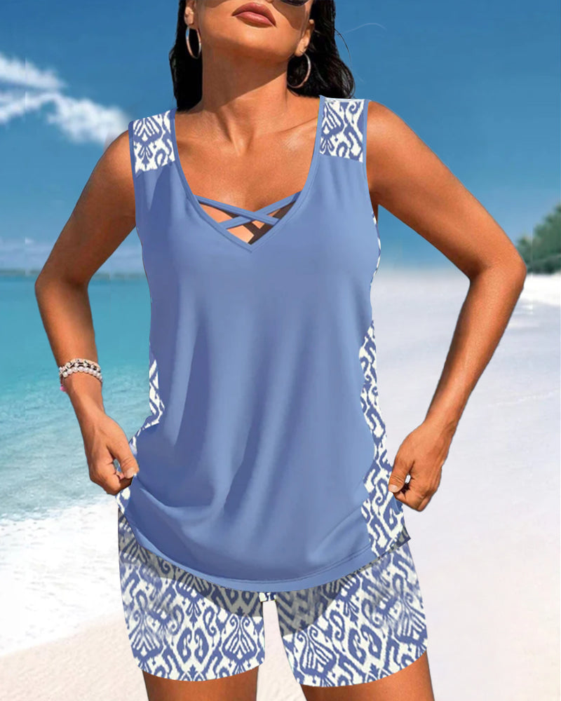 Alice™ | Tankini con Design Geometrico e Scollatura a V