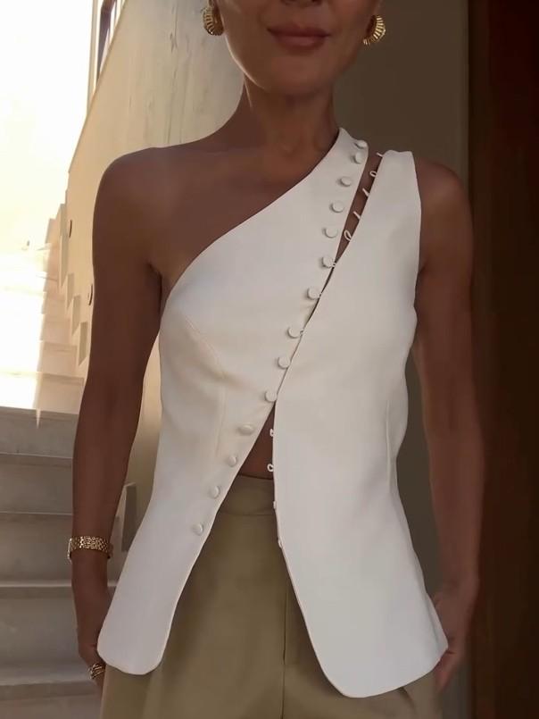 Ascent – Top Asimmetrico con Bottoni