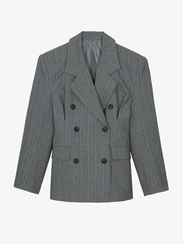 Sofia | Blazer Grigio Striato con Cintura