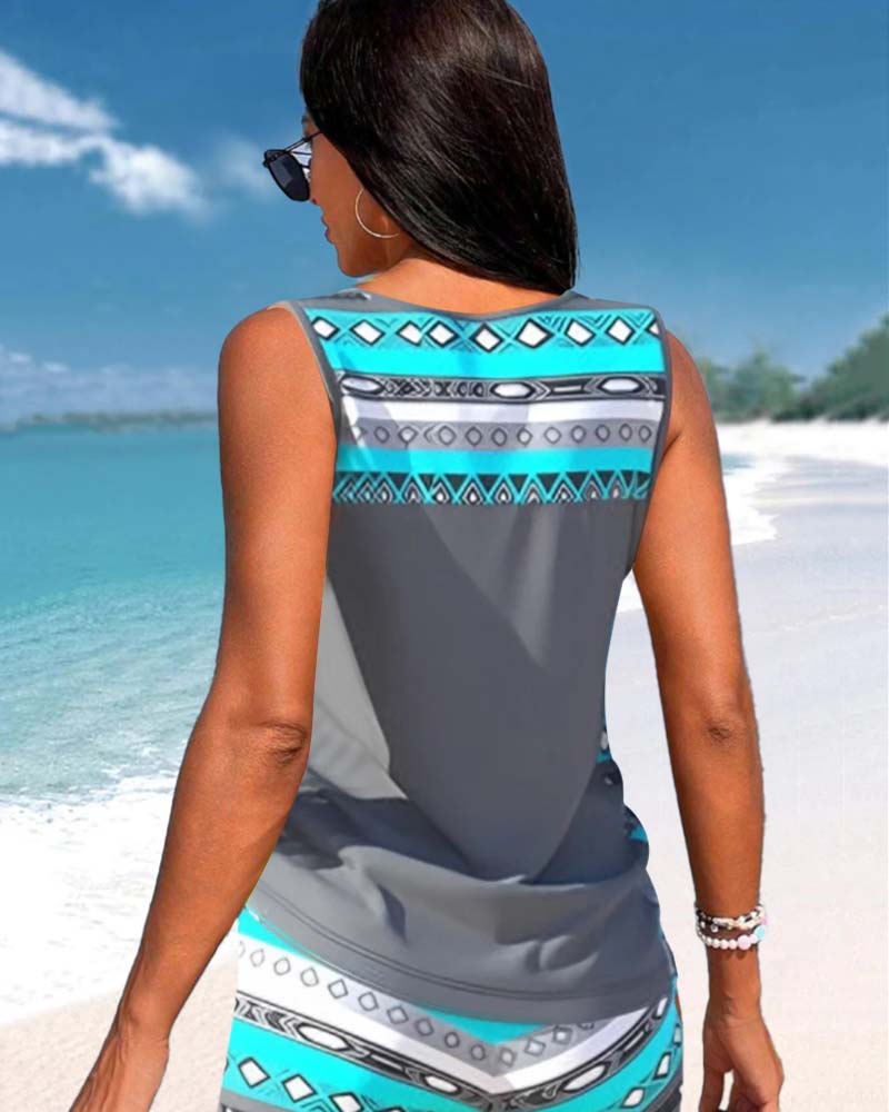 Alice™ | Tankini con Design Geometrico e Scollatura a V