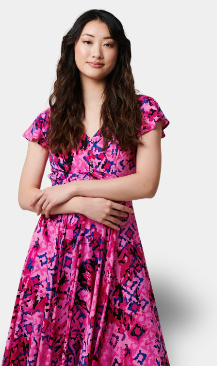 Anais Vestito Lungo Floreale in Rosa