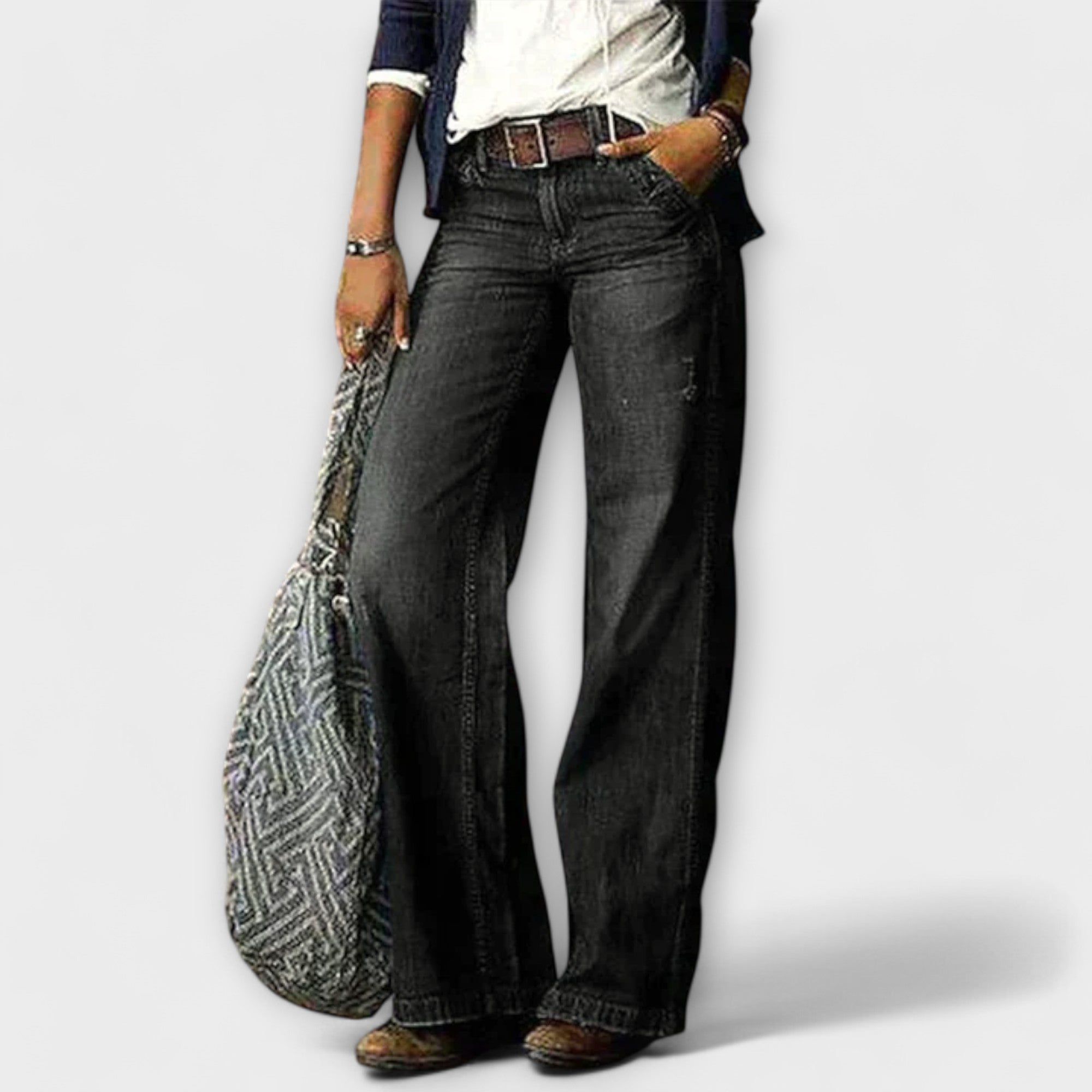 Cess - Pantaloni in Denim con Gamba Larga