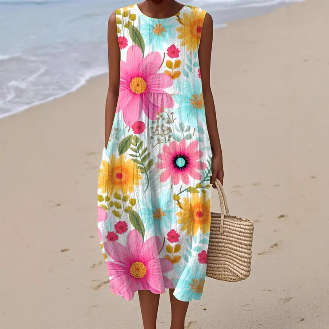 Adelina | Abito Lungo Estivo Patchwork Floreale