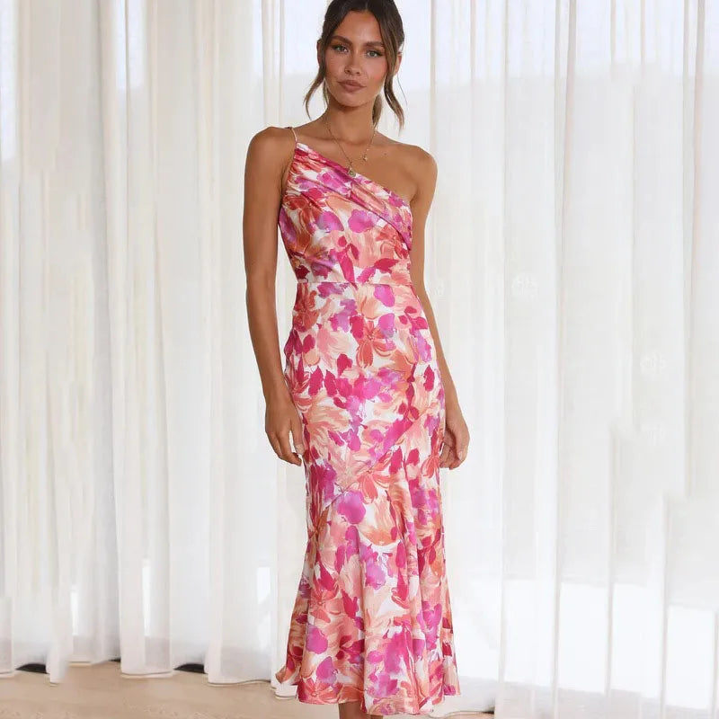 Noemi | Abito off-shoulder floreale rosa