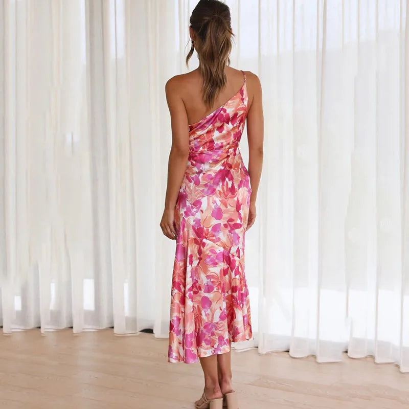 Noemi | Abito off-shoulder floreale rosa