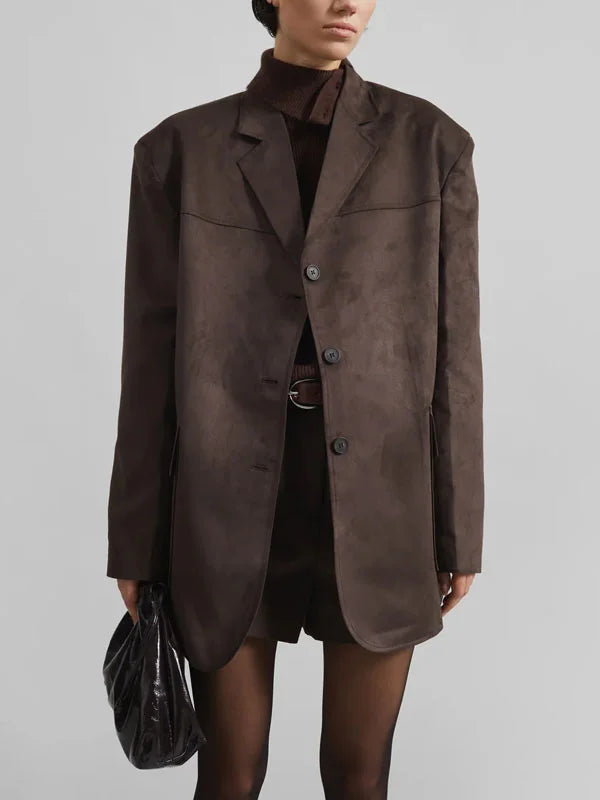 Sofia | Blazer Marrone in Suede Oversize