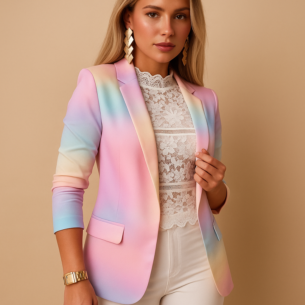 Blazer elegante da donna con stampa vivace e colletto a scialle | Nienke