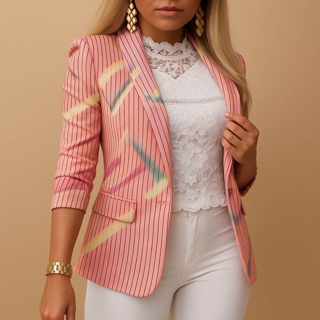 Blazer elegante da donna con stampa vivace e colletto a scialle | Nienke