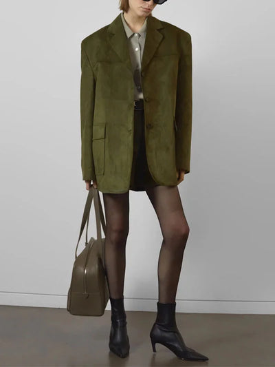 Sofia | Blazer Oversize in Suede Verde Militare