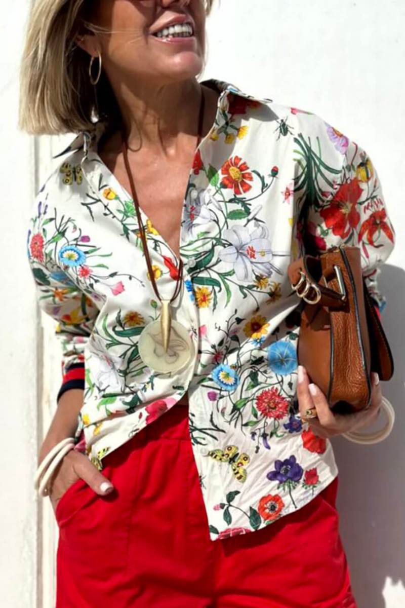 Sofia™ | Pantaloni larghi a vita alta con unica stampa floreale ed elastico