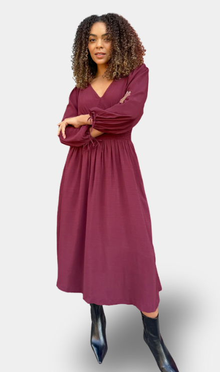 Maddie - Vestito con Collo a V - Floreale Blu