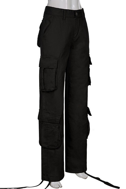 Sofia™ | Pantaloni cargo in denim a vita alta