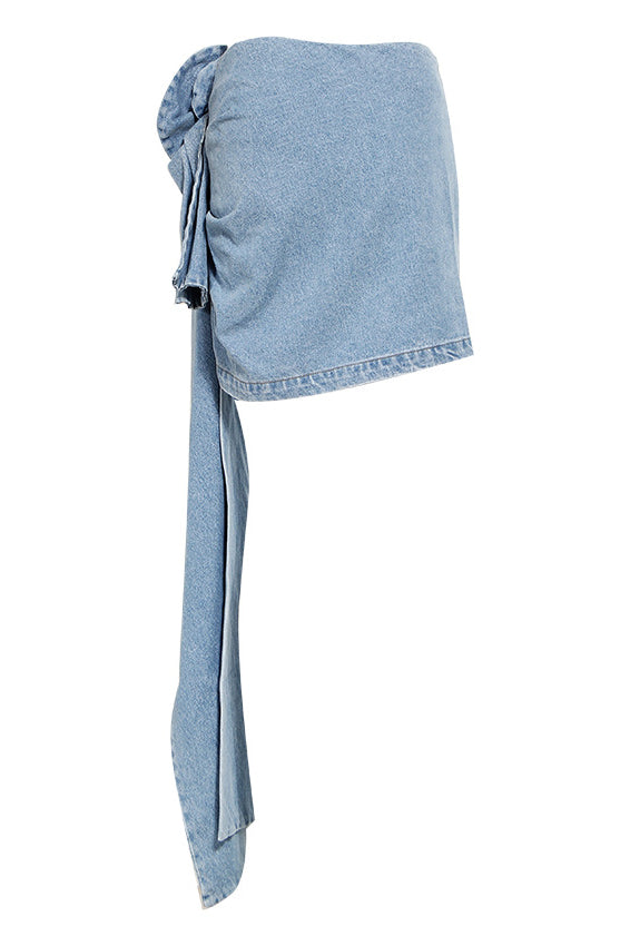 Sofia™ | Mini Denim Skirt with 3D Rose Accents