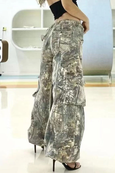 Sofia™ | Pantaloni cargo in denim a vita alta