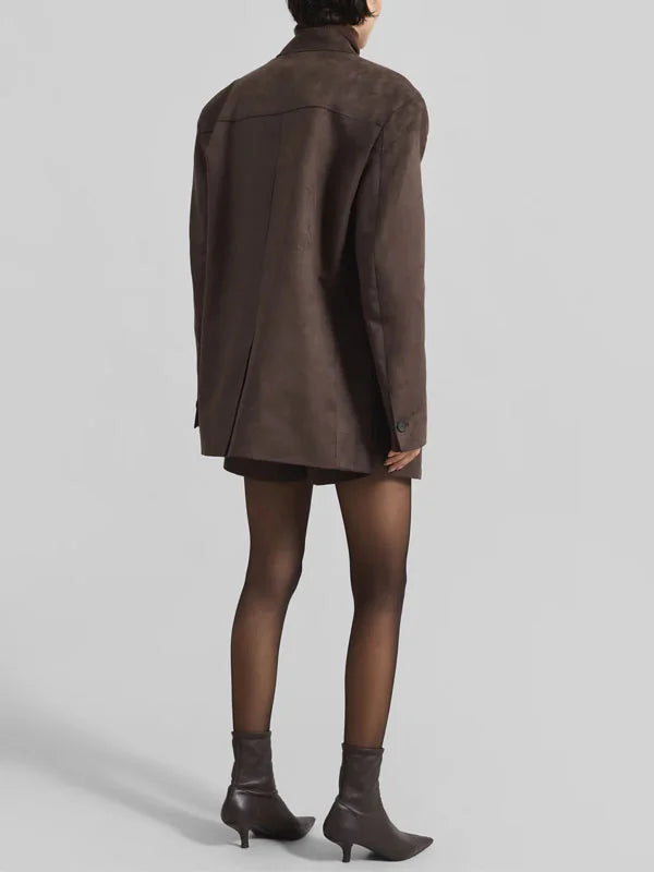 Sofia | Blazer Marrone in Suede Oversize