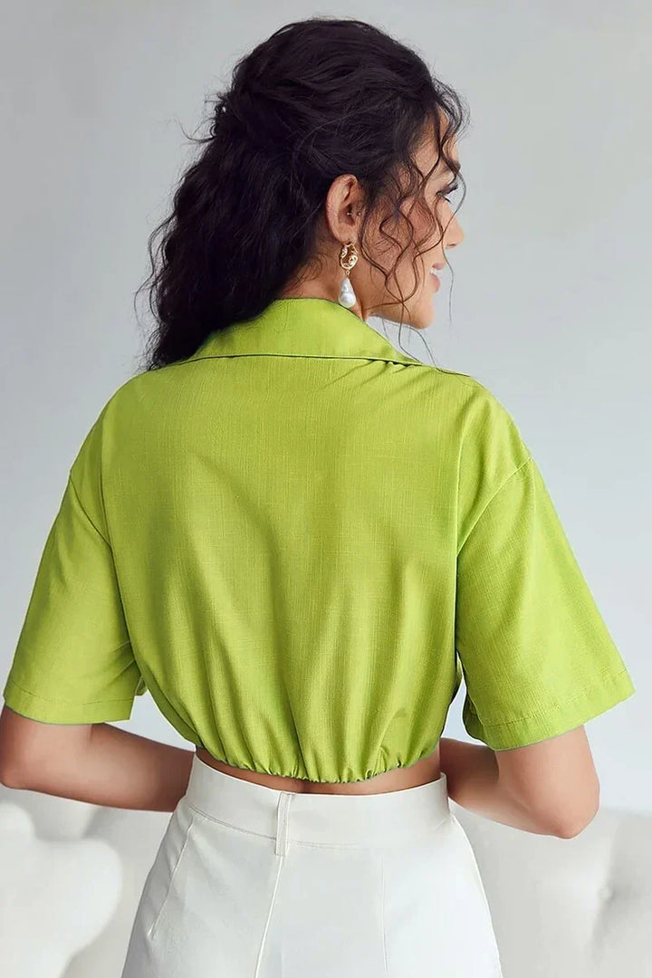 Sofia™ | Blusa in Lino Cropped Twisted Kay