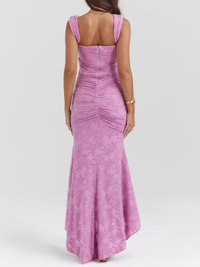 Giulia | Abito maxi floreale blu campanula
