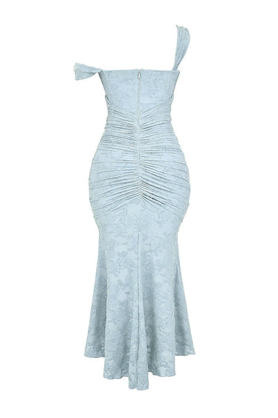 Giulia | Abito maxi floreale blu campanula