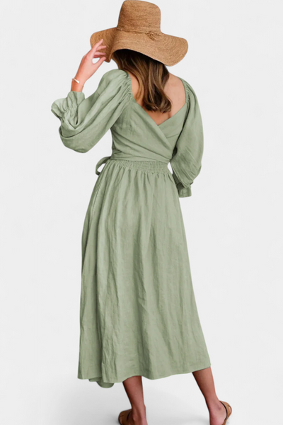Petra Vestito Midi a Due Livelli con Corpo Arricciato