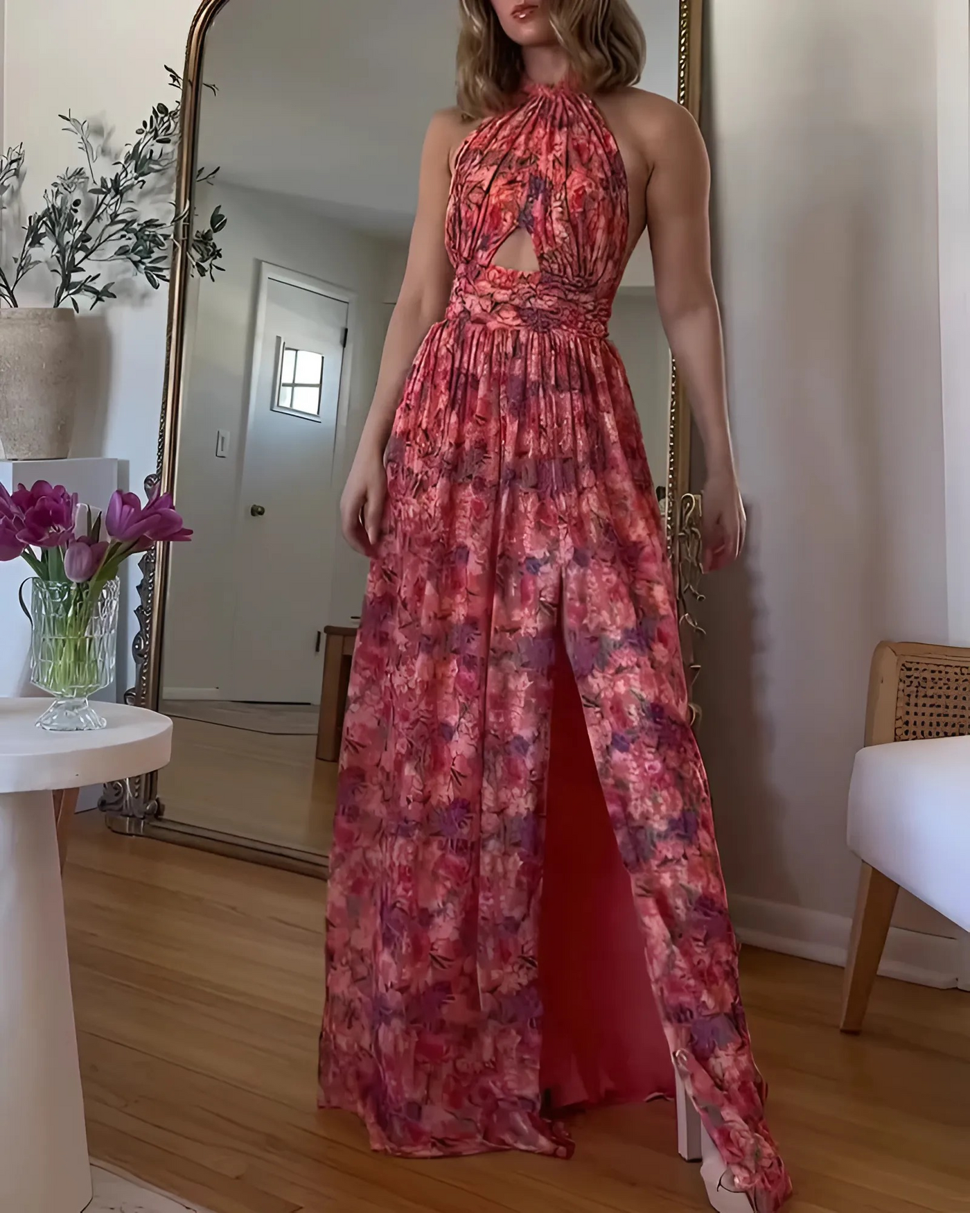 Isa Luna | Abito Maxy senza schiena con stampa floreale