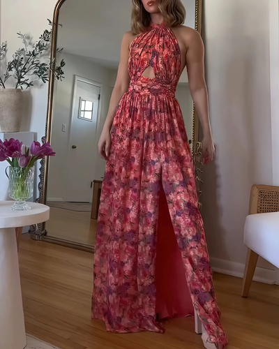 Isa Luna | Abito Maxy senza schiena con stampa floreale