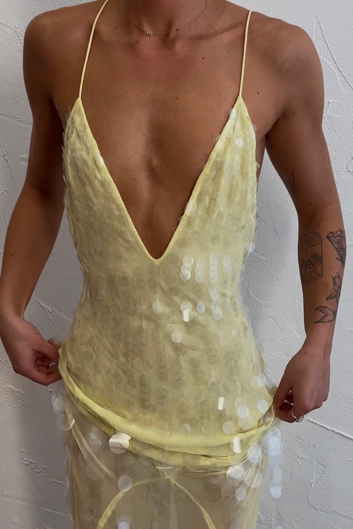 Aaliyah | Abito Maxy Senza Maniche con Scollatura a V