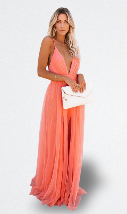 Lidia Vestito Lungo Elegante con Schiena Scoperta