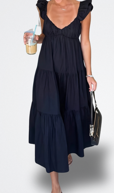 Noa Vestito Midi con Maniche a Volant