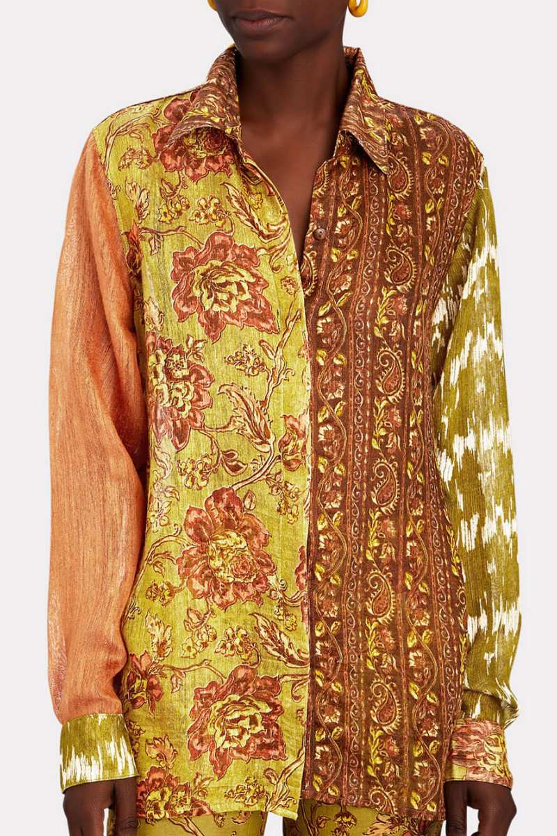 Sofia™ | Top Unico in Poliestere Riciclato con Bottoni e Stampa Etnica