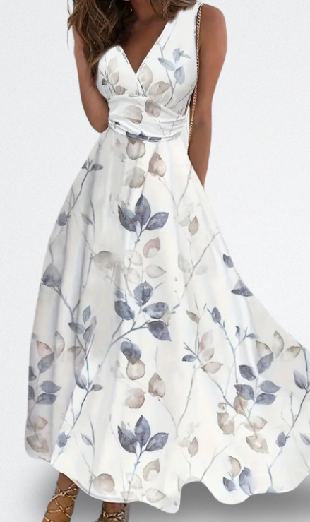 Vestito Lungo Elegante Sorelle con Fiori