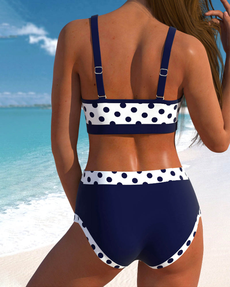 Hannah™ | Bikini a vita alta con motivo patchwork e pois