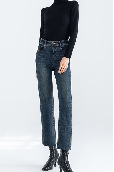 Sofia™ | Jeans Corti in Fleece con Vita Alta