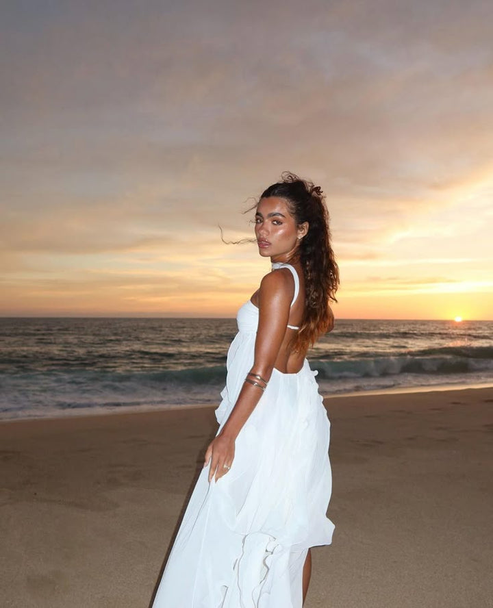 Collins | Abito Maxi Senza Spalline con Rouches