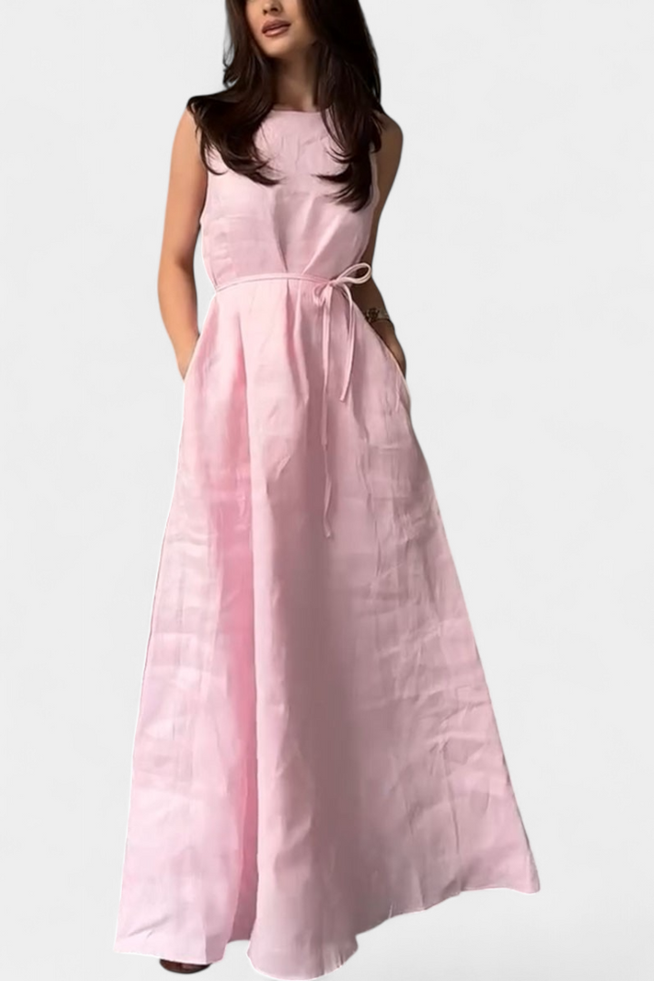 Vestito Rosetta Morbido in Cotone e Lino Senza Maniche