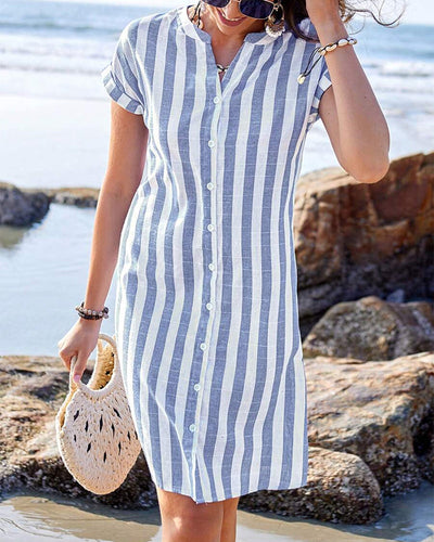 Martine™ | Elegante abito camicia a righe