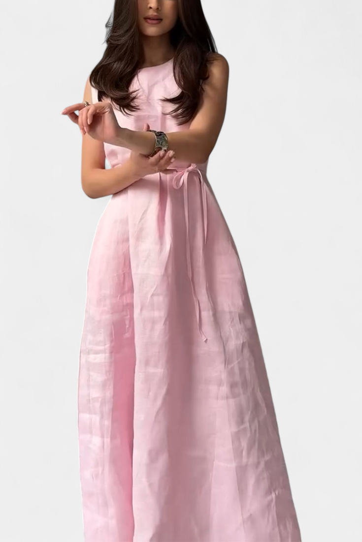 Vestito Rosetta Morbido in Cotone e Lino Senza Maniche