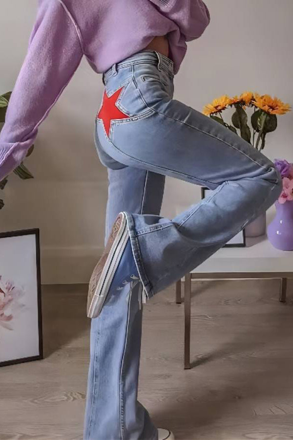 Sofia™ | Pantaloni cargo in denim a vita alta