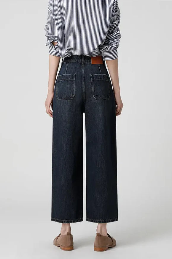 Sofia™ | Pantaloni cargo in denim a vita alta