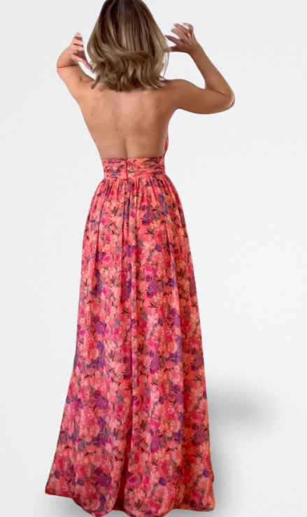 Isa Luna | Vestito Floreale con Schiena Scoperta