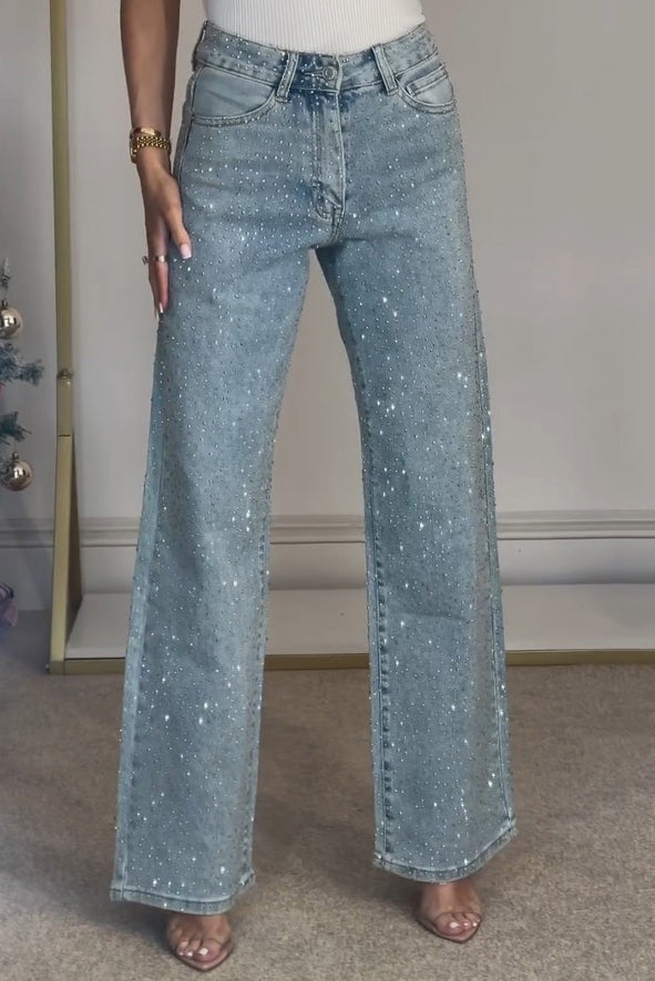 Sofia™ | Pantaloni cargo in denim a vita alta