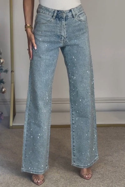 Sofia™ | Pantaloni cargo in denim a vita alta