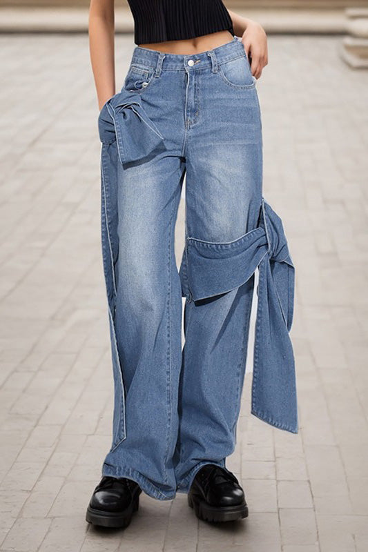 Sofia™ | Pantaloni cargo in denim a vita alta