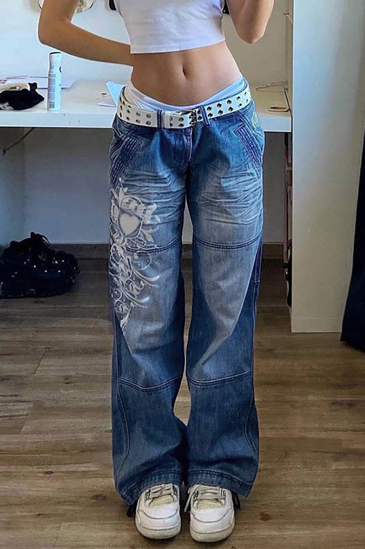 Sofia™ | Pantaloni cargo in denim a vita alta