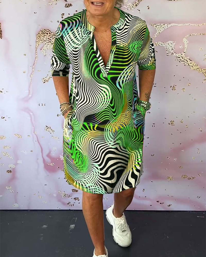 Ria™ | Vestito colorato con scollo a V