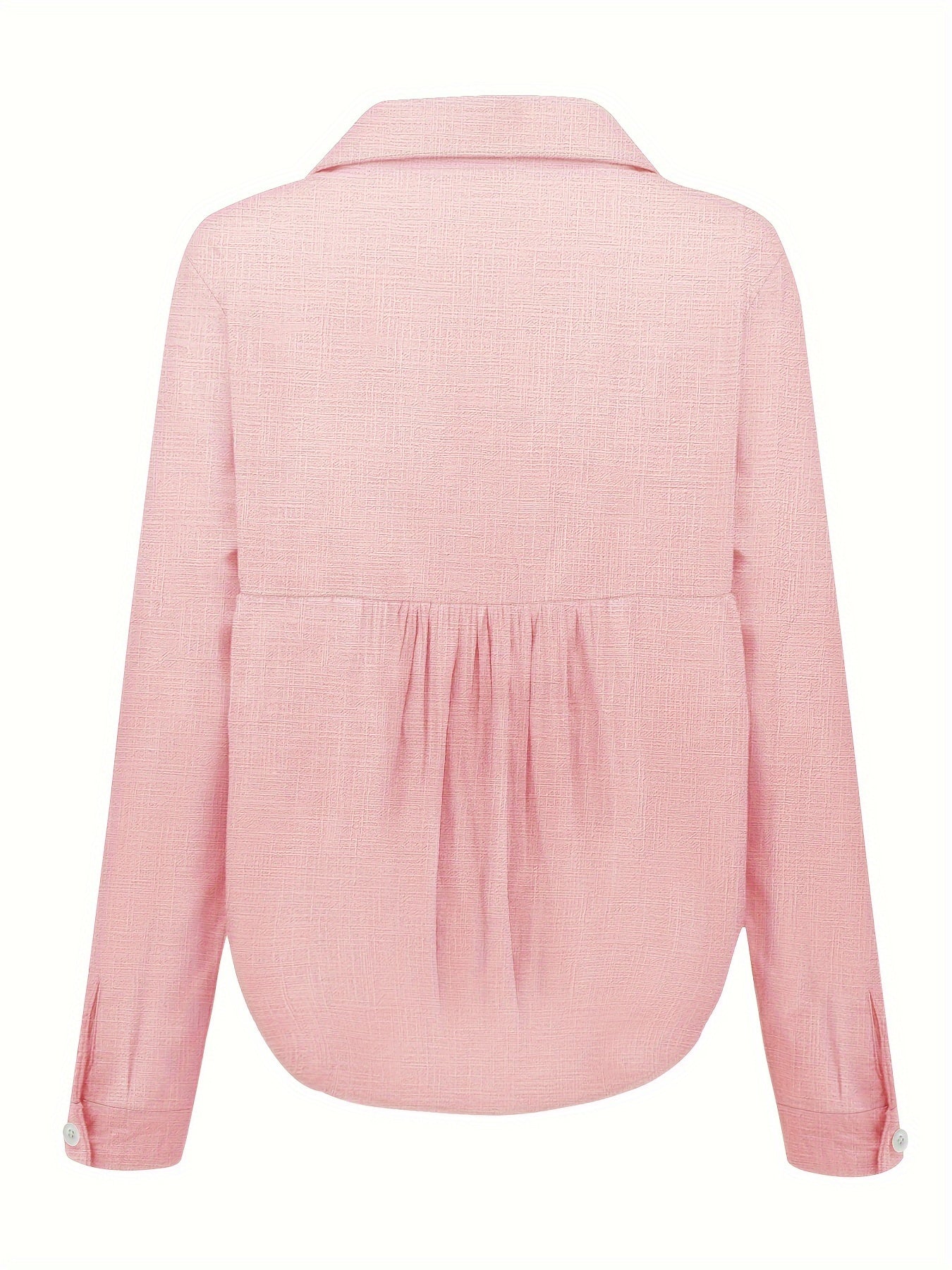 Long Sleeve Linen Shirt, Casual Button Up Shirt For Spring & Fall, Women's Clothing