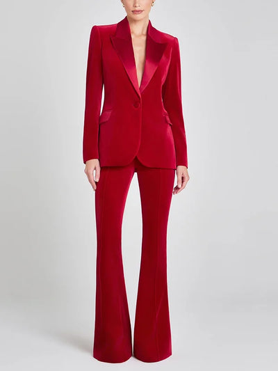 Sofia | Blazer in Velluto Rosso con Revers a Picco