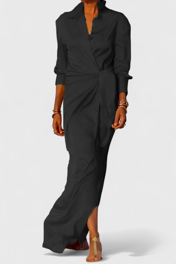 Vestito lungo da festa Marbella con fiocco